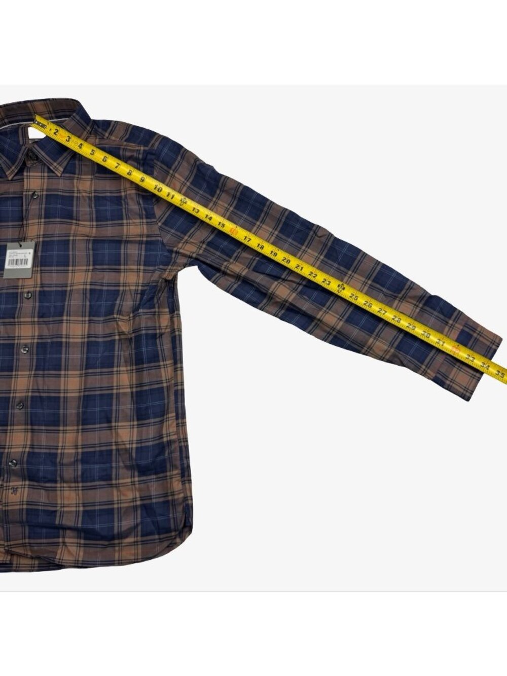 NEW Hickey Freeman Men's Flannel Button Flannel Shirt Blue/Brown Plaid • Large - Picture 10 of 10